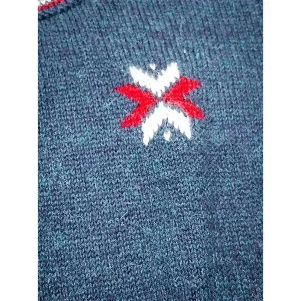 Alpacas Esmeralda Alpaca Wool Cardigan | Blue Geometric Knit Boho Sweater - Picture 5 of 13